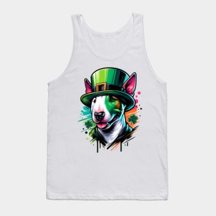 Miniature Bull Terrier Celebrates St Patrick's Day in Style Tank Top